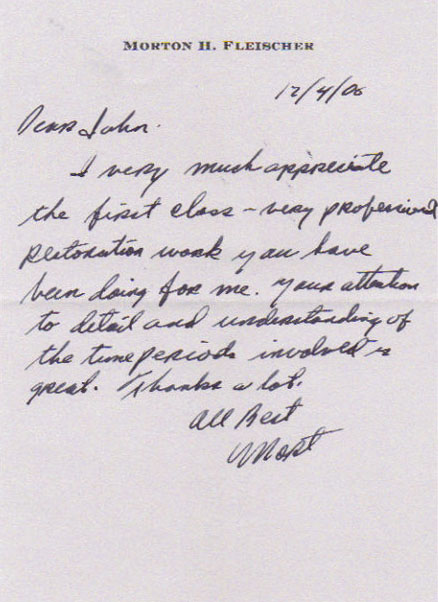 Morton Fleischer testimonial